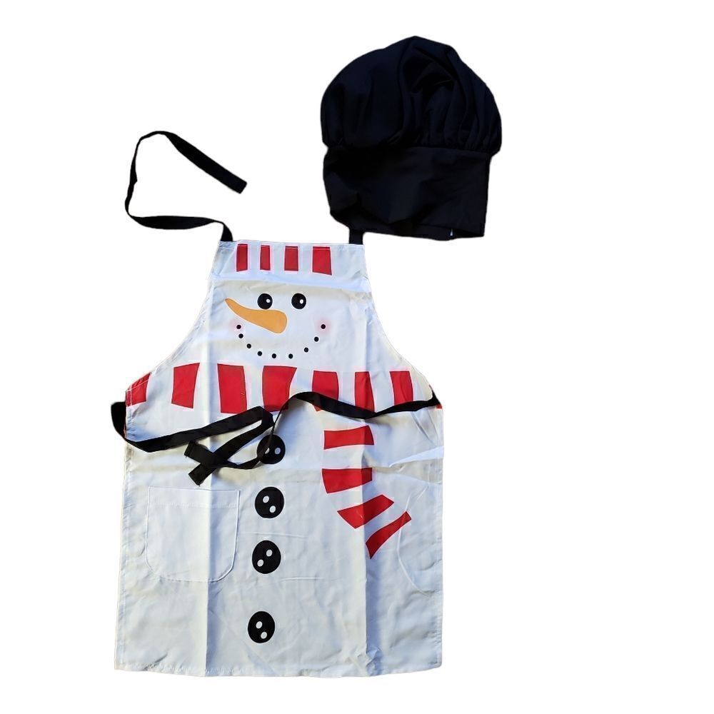 NWOT Kids Holiday Christmas Snowman Apron Set